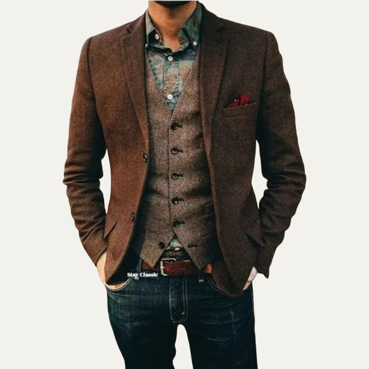 Stylish Brown Tweed Blazer for Men