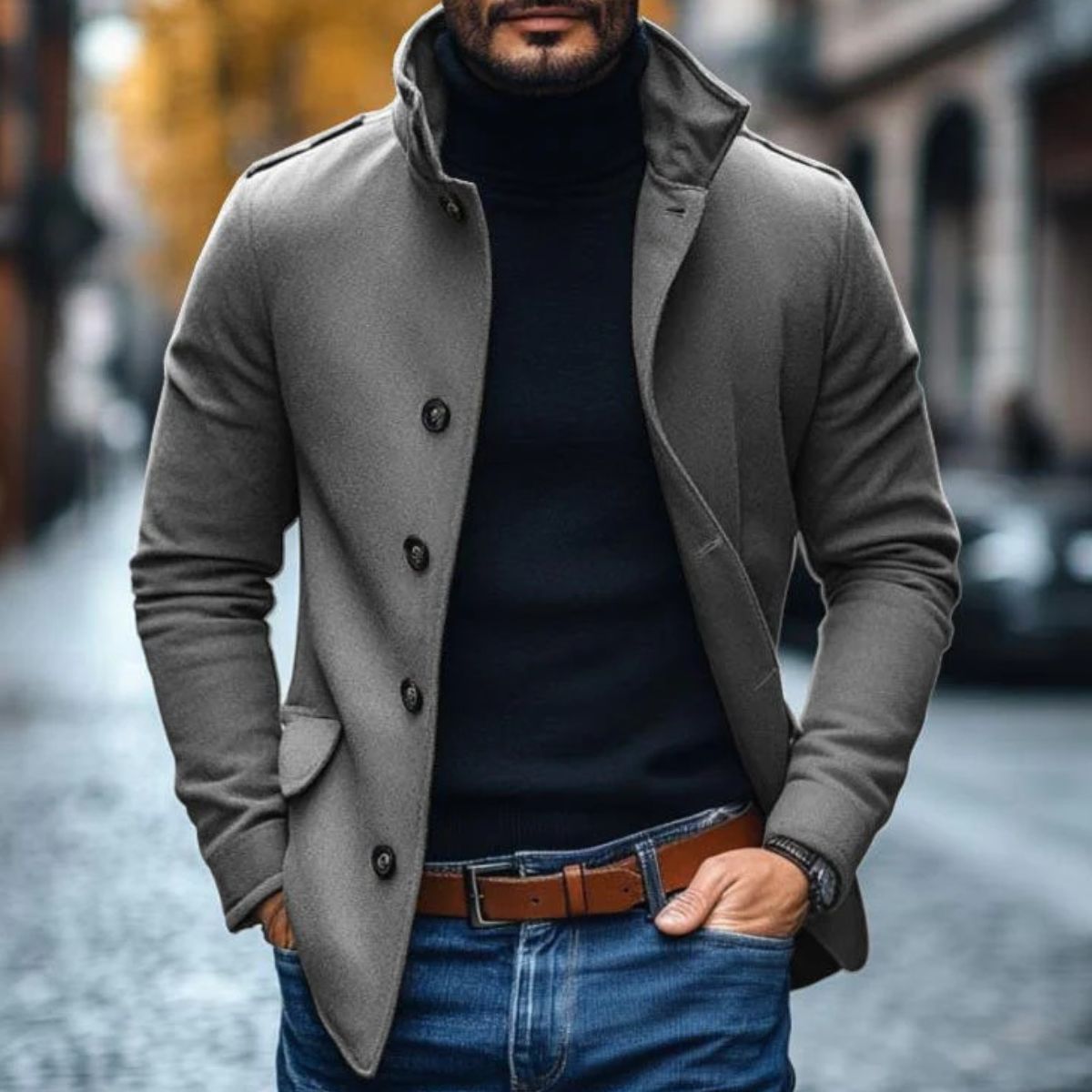 Stylish Men's Overcoat - Smart Tailored Design