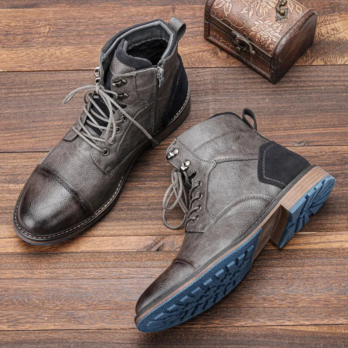 Stylish Vintage Leather Ankle Boots for Men