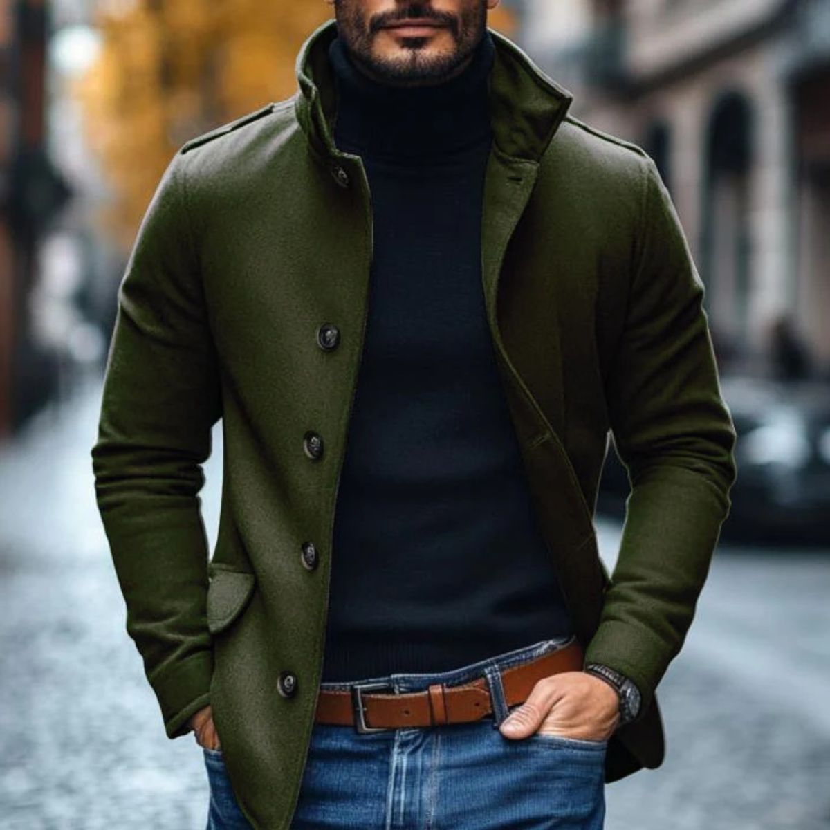 Stylish Men's Overcoat - Smart Tailored Design