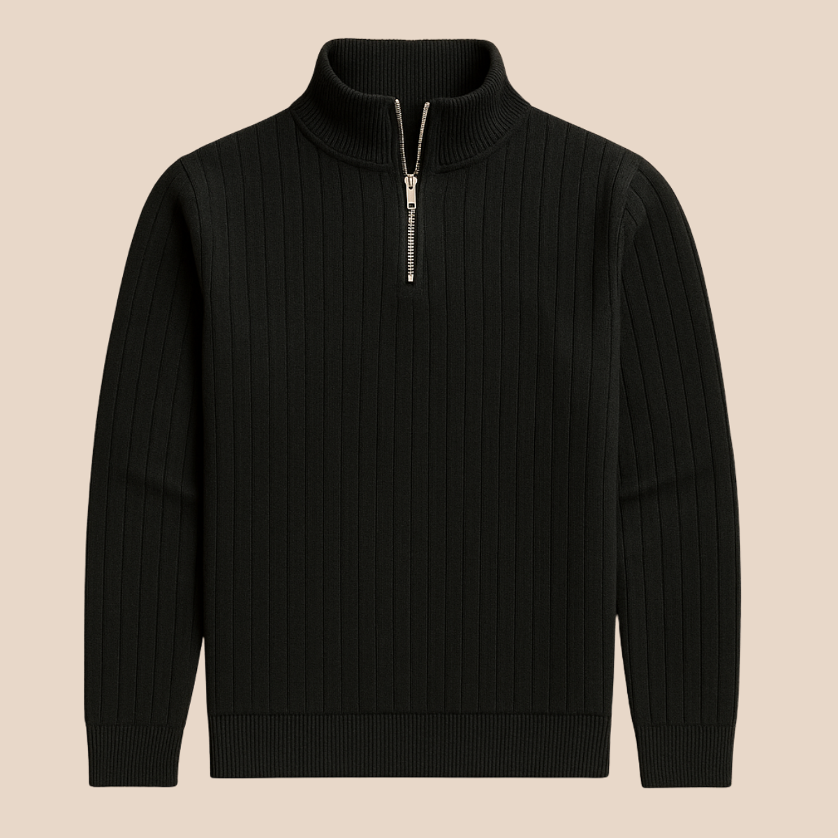 Stylish Ribbed Half Zip Jumper for Men