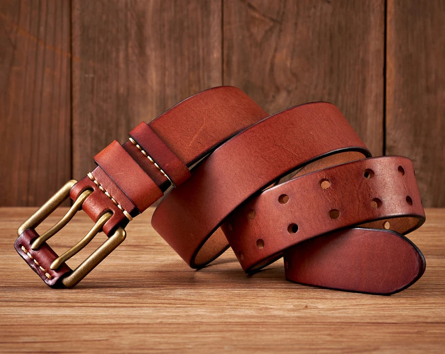 Stylish Double-Pin Vintage Leather Belt