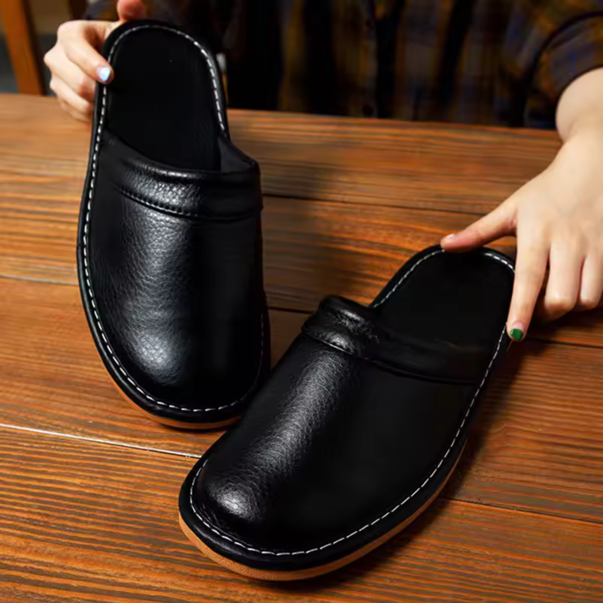 Stylish Leather Clogs for Men - Comfortable House Slippers