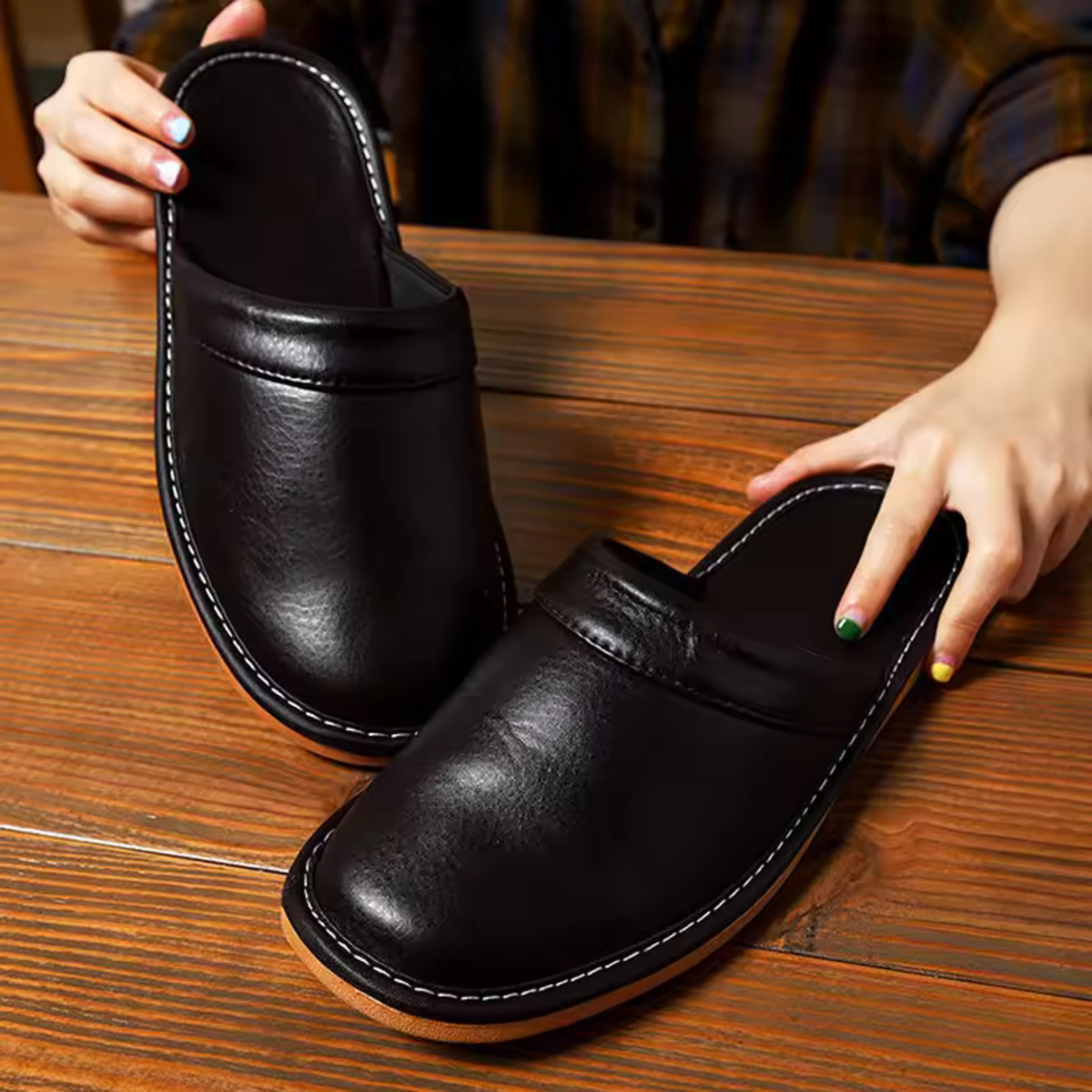 Stylish Leather Clogs for Men - Comfortable House Slippers