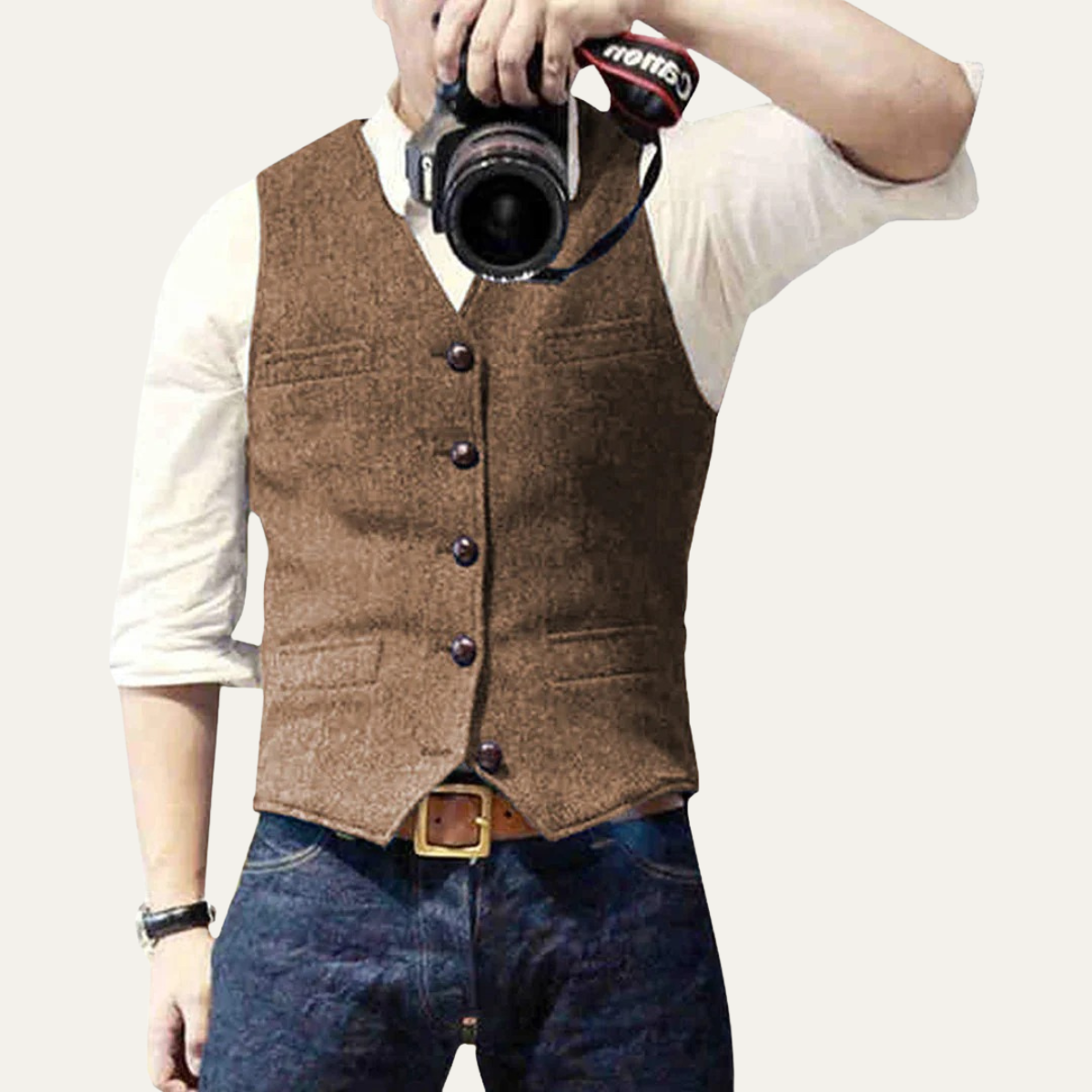 Stylish Vintage Men's Gilet - Elegant Button-Up Vest