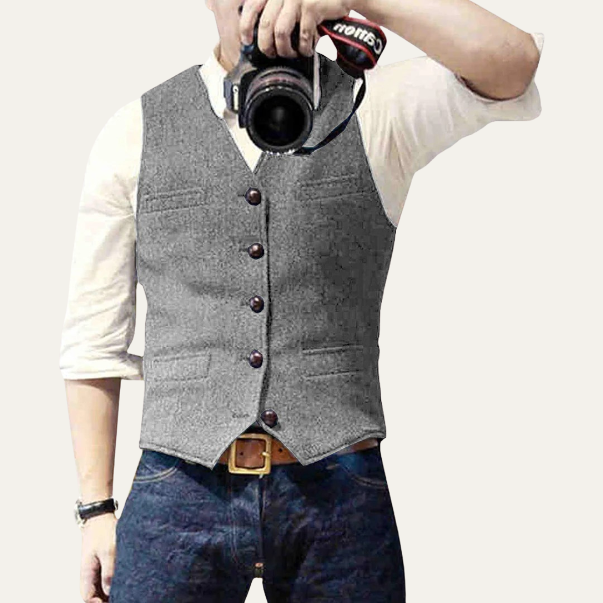 Stylish Vintage Men's Gilet - Elegant Button-Up Vest