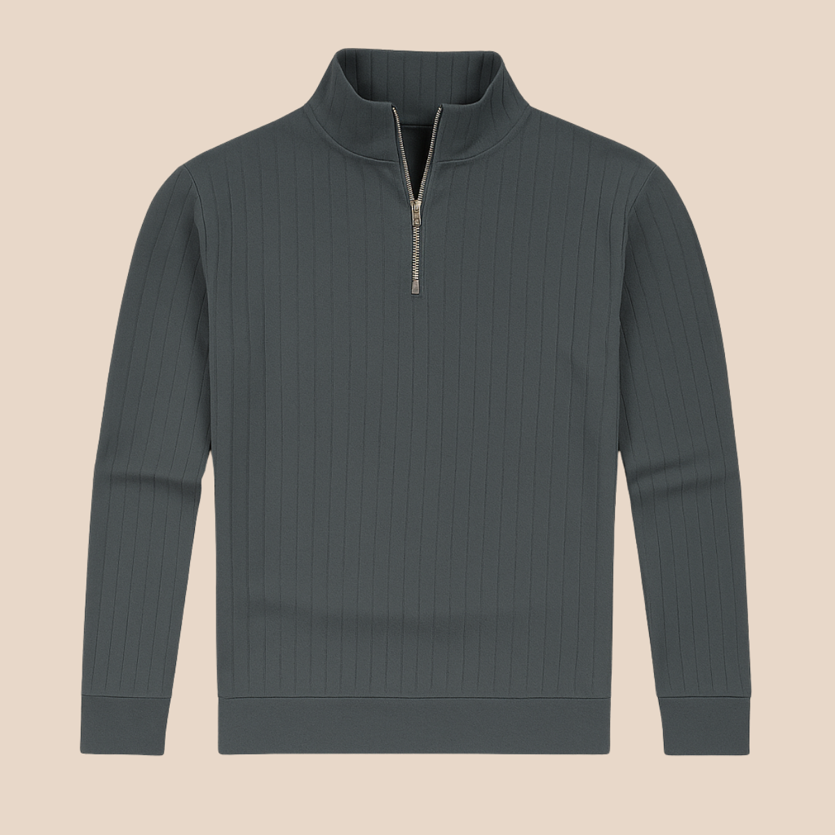 Stylish Ribbed Half Zip Jumper for Men