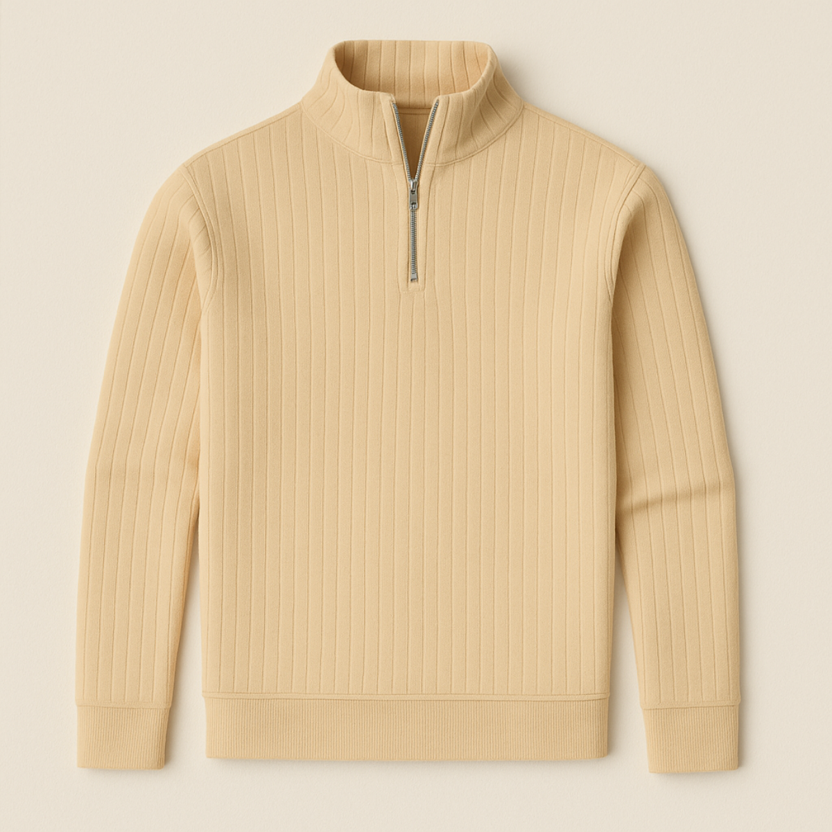 Stylish Ribbed Half Zip Jumper for Men