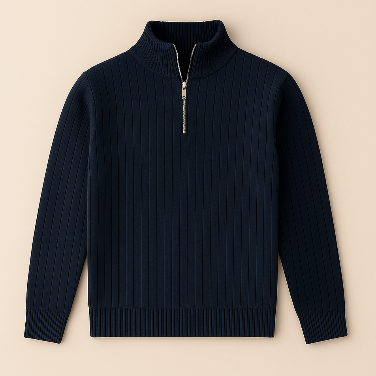 Stylish Ribbed Half Zip Jumper for Men