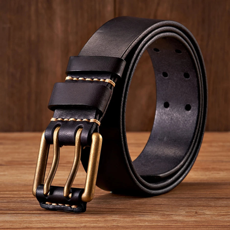 Stylish Double-Pin Vintage Leather Belt