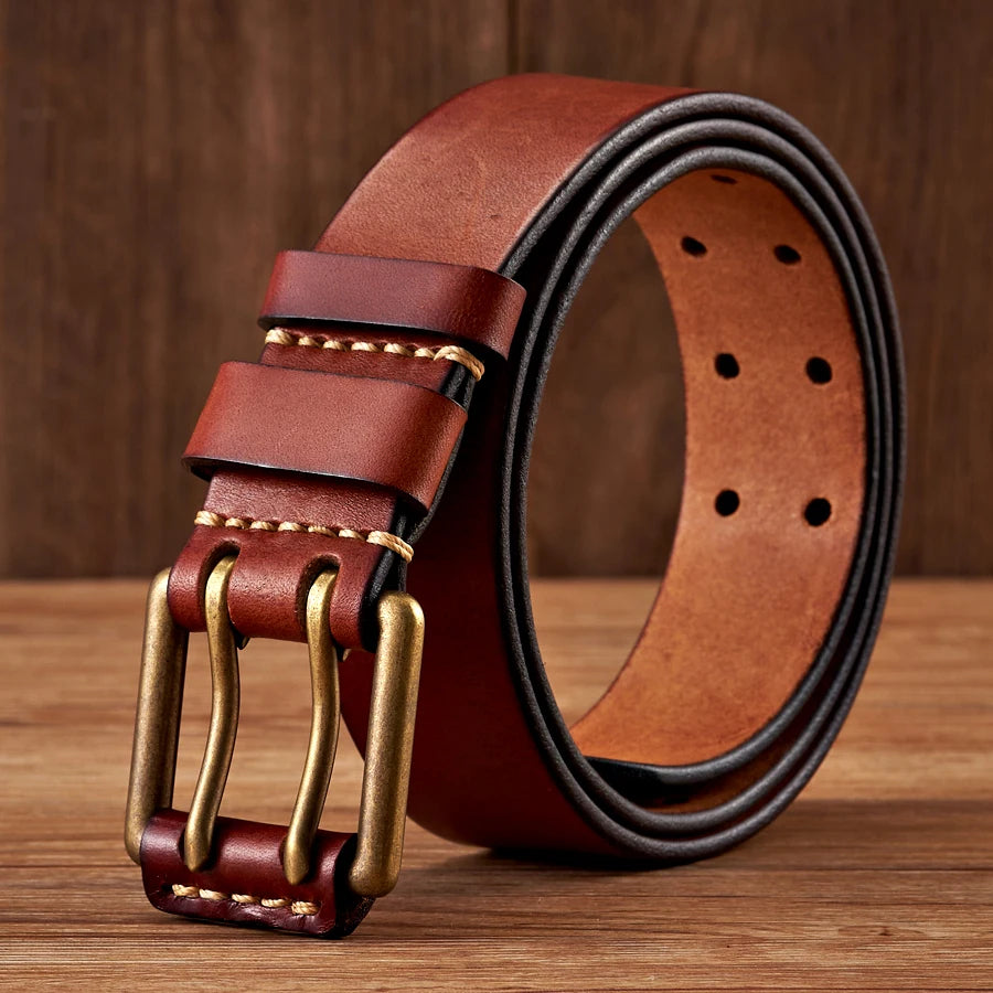 Stylish Double-Pin Vintage Leather Belt