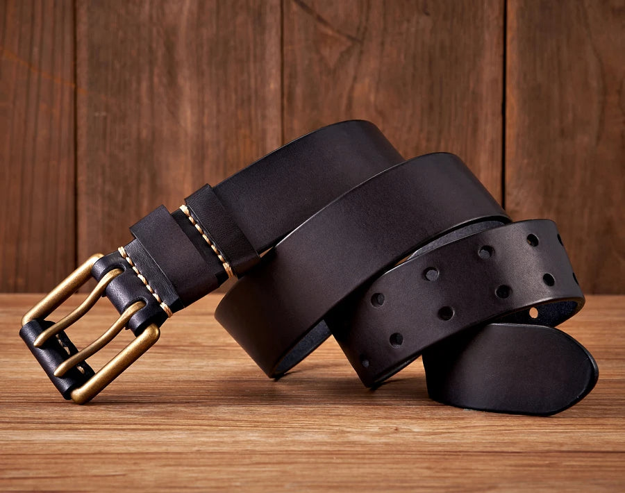 Stylish Double-Pin Vintage Leather Belt
