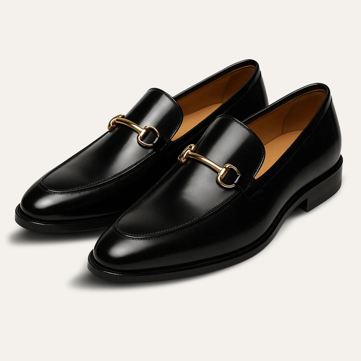 Stylish Black Leather Horsebit Loafers for Men