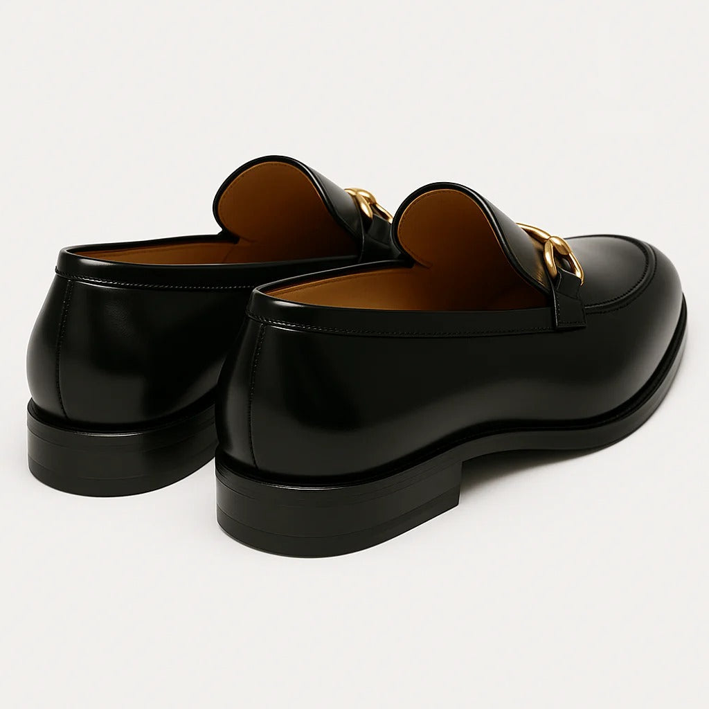Stylish Black Leather Horsebit Loafers for Men